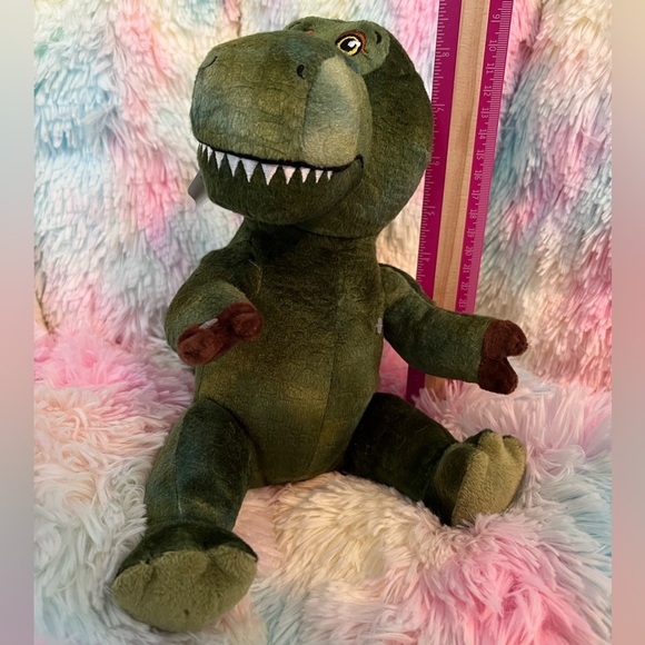 Green Dinosaur 9.5”x11” Stuffed Animal * Handsome & Personable Smile with Teeth - Picture 9 of 13